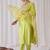 Floral Yoke Design Sequnnied Straight Kurta With Trousers & Dupatta