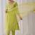 Floral Yoke Design Sequnnied Straight Kurta With Trousers & Dupatta