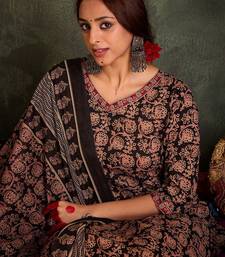 Floral Printed V-Neck Cotton Straight Kurta With Trousers & Dupatta