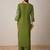 Floral Embroidered V-Neck Thread Work Straight Kurta With Trouser