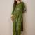 Floral Embroidered V-Neck Thread Work Straight Kurta With Trouser