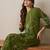 Floral Embroidered V-Neck Thread Work Straight Kurta With Trouser