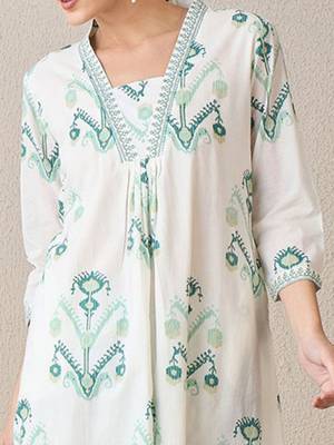 Ethnic Motifs Printed V-Neck Pure Cotton A-Line Kurta with Palazzos 2