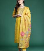 Ethnic Motifs Embroidered Sequinned Kurta with Trousers & With Dupatta