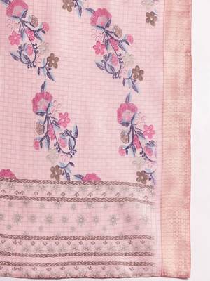 Floral Embroidered Thread Work Kurta with Trousers & With Dupatta 5