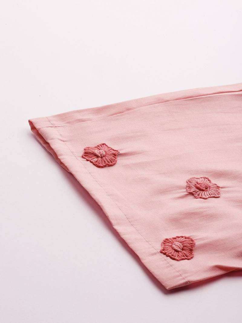 Floral Embroidered Thread Work Kurta with Trousers & With Dupatta