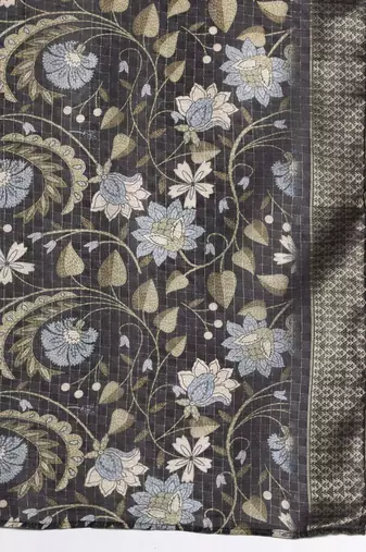 Floral Embroidered Thread Work Kurta with Trousers & With Dupatta