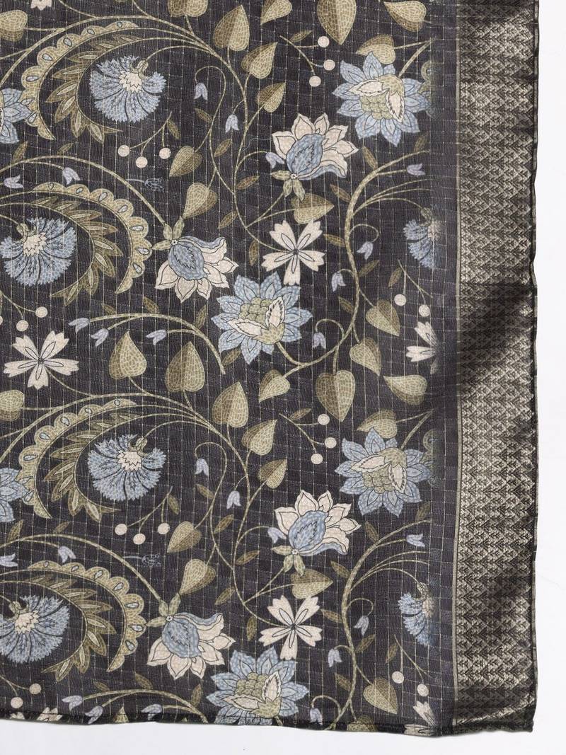 Floral Embroidered Thread Work Kurta with Trousers & With Dupatta