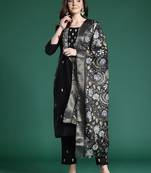 Floral Embroidered Thread Work Kurta with Trousers & With Dupatta