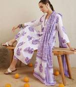 Women Floral Printed Panelled Pure Cotton Kurta with Palazzos & With Dupatta