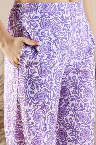 Women Floral Printed Panelled Pure Cotton Kurta with Palazzos & With Dupatta