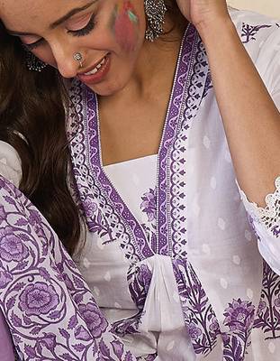 Women Floral Printed Panelled Pure Cotton Kurta with Palazzos & With Dupatta 6