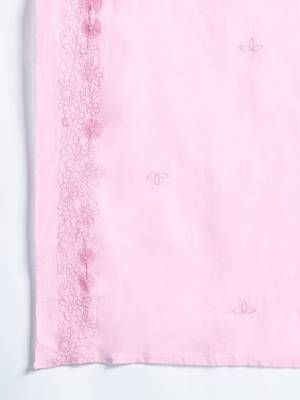 Floral Embroidered Panelled Thread Work Pure Cotton Kurta with Trousers & Dupatta 4