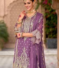 Ethnic Motifs Embroidered Zari Organza Kurta With Trousers And Dupatta