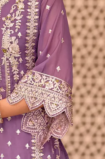 Ethnic Motifs Embroidered Zari Organza Kurta With Trousers And Dupatta