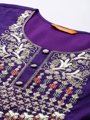 Ethnic Motifs Embroidered Sequinned Kurta with Trousers & With Dupatta 3