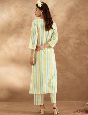 Floral Embroidered Pure Cotton Straight Kurta with Trouser 4