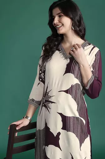 Floral Printed Kurta with Salwar with Sequinned Detail