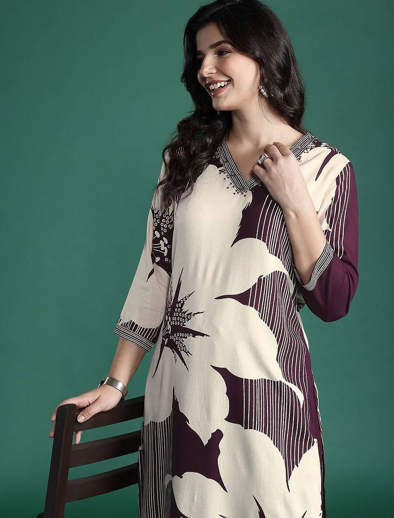 Floral Printed Kurta with Salwar with Sequinned Detail