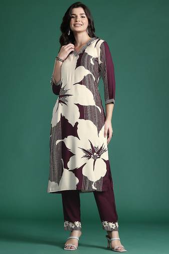 Floral Printed Kurta with Salwar with Sequinned Detail