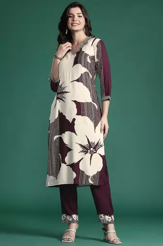 Floral Printed Kurta with Salwar with Sequinned Detail