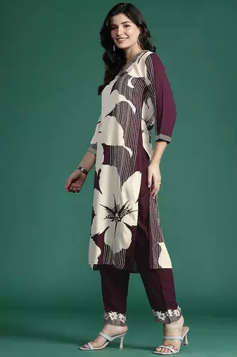 Floral Printed Kurta with Salwar with Sequinned Detail