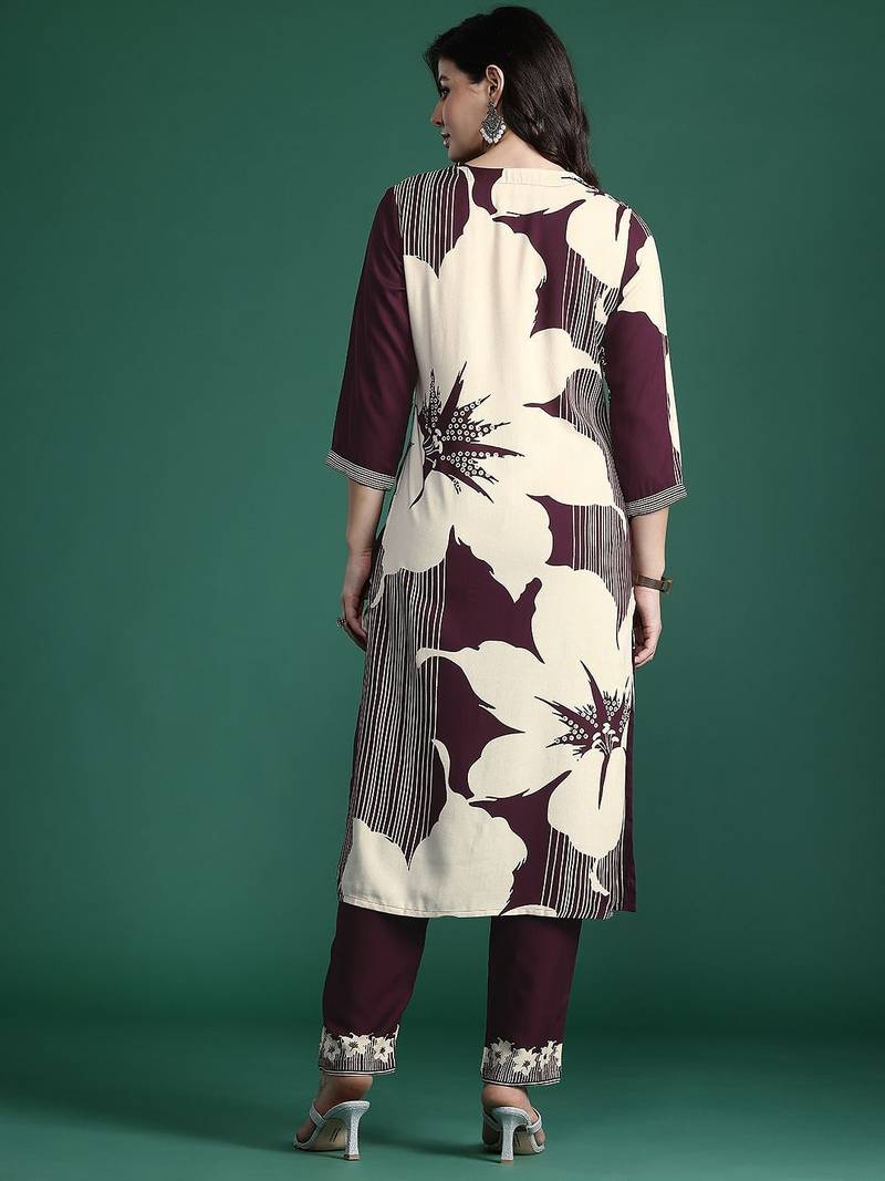 Floral Printed Kurta with Salwar with Sequinned Detail