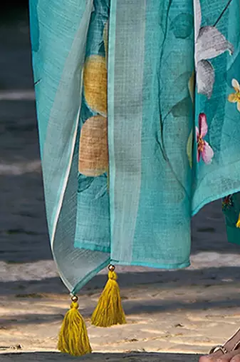 Floral Embroidered Regular Thread Work Pure Cotton Kurta with Trousers & Dupatta