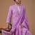Women Lavender Floral Printed Regular Kurta with Palazzos & With Dupatta