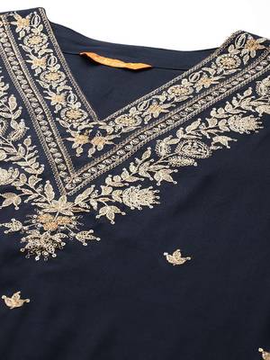 Ethnic Motifs Embroidered Sequinned Kurta with Salwar & With Dupatta 3