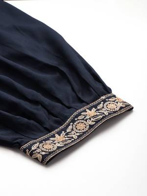 Ethnic Motifs Embroidered Sequinned Kurta with Salwar & With Dupatta 9
