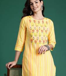 Floral Embroidered Thread Work Pure Cotton Kurta with Trousers