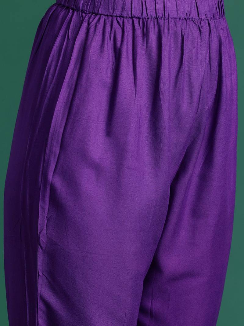 Embroidered Sequinned Kurta With Trousers & Dupatta