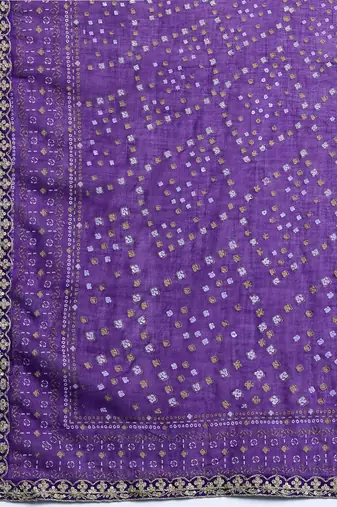Embroidered Sequinned Kurta With Trousers & Dupatta
