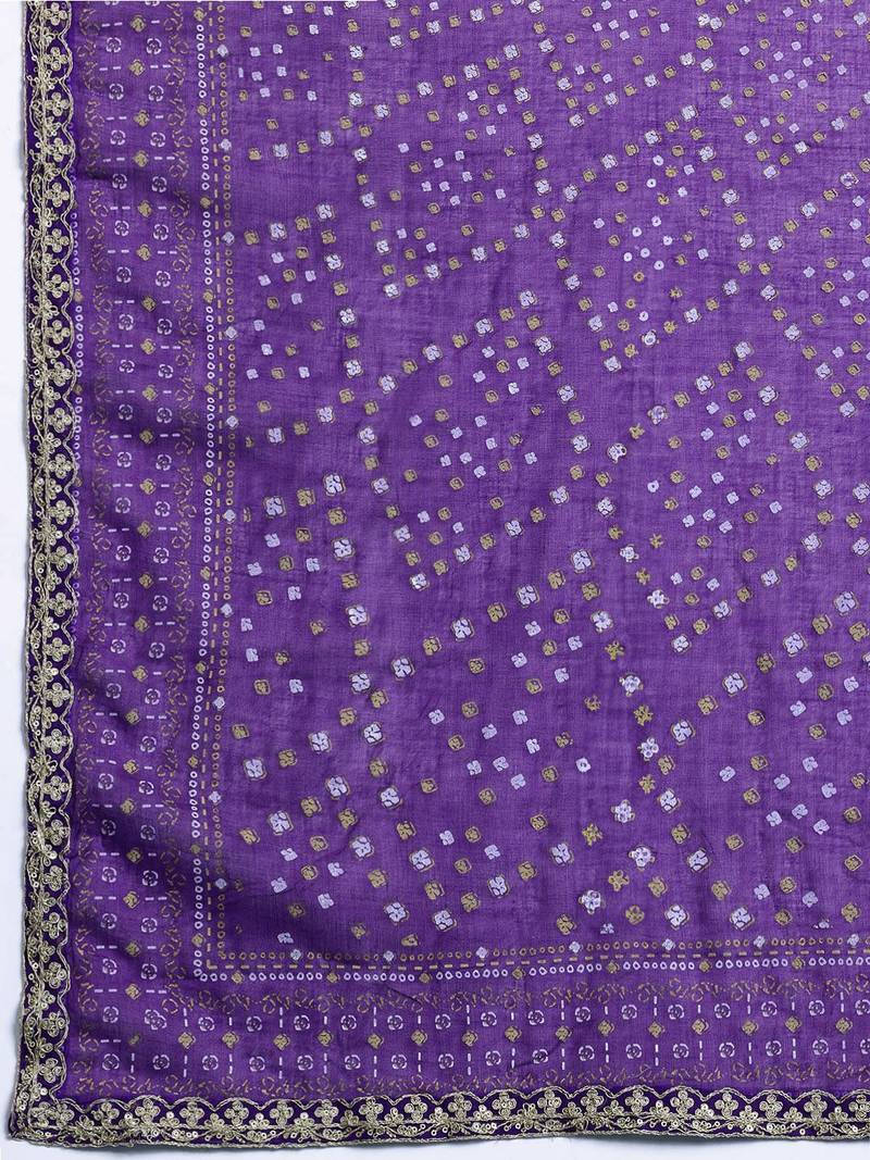 Embroidered Sequinned Kurta With Trousers & Dupatta