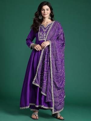 Embroidered Sequinned Kurta With Trousers & Dupatta 1