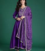 Embroidered Sequinned Kurta With Trousers & Dupatta