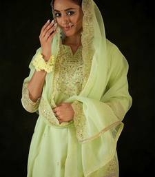 Floral Embroidered Notched Neck Liva Straight Kurta With Trousers & Dupatta