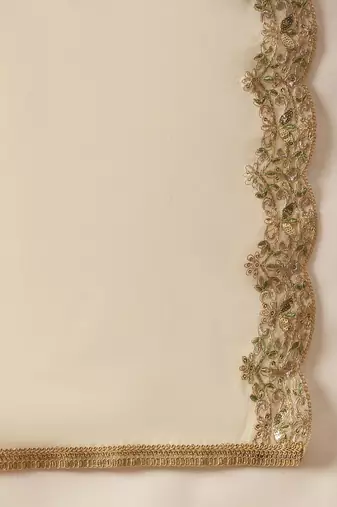 Floral Embroidered Notched Neck Liva Straight Kurta With Trousers & Dupatta