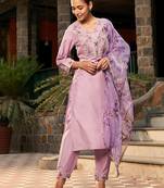 V Neck Ethnic Motifs Embroidered Regular Kurta with Trouser & Dupatta