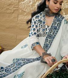 Women Printed Empire Pure Cotton Kurta with Trousers & With Dupatta