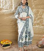 Women Printed Empire Pure Cotton Kurta with Trousers & With Dupatta