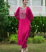Women Ethnic Motifs Embroidered Regular Sequinned Kurta with Trousers