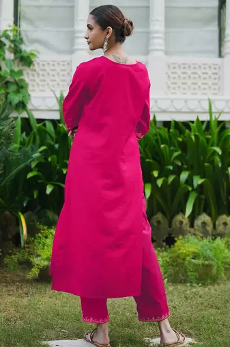 Women Ethnic Motifs Embroidered Regular Sequinned Kurta with Trousers