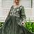 Floral Embroidered Pleated Kurta With Trousers & Dupatta