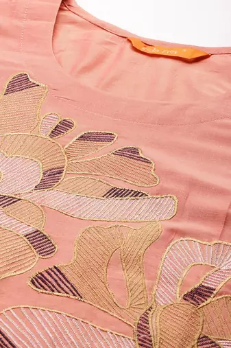 Floral Embroidered Thread Work Kurta with Trousers