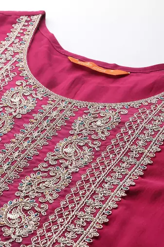 Women Ethnic Motifs Embroidered Zari Liva Kurta With Trousers & Dupatta