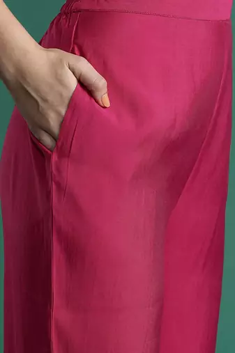 Women Ethnic Motifs Embroidered Zari Liva Kurta With Trousers & Dupatta