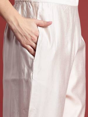 Ethnic Motifs Embroidered Thread Work Liva Kurta With Trousers & Dupatta 4