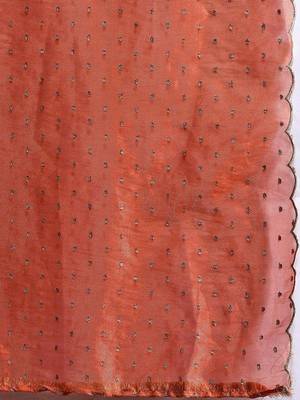 Ethnic Motifs Embroidered Thread Work Liva Kurta With Trousers & Dupatta 5